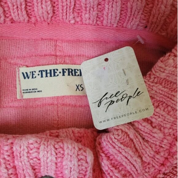 Free People NWT Tack Cotton Loreto Knit Cardigan Sweater Pink Oversized size XS - Picture 5 of 7
